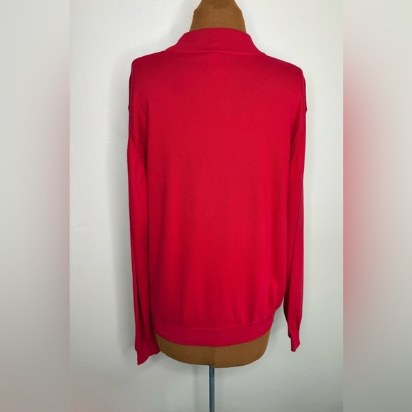 Talbots Vibrant Red Cotton Mock Turtleneck Sweater Size Large - Picture 2 of 6